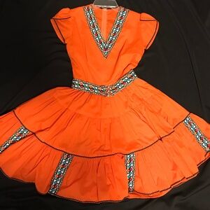 Kate Schorer Original Square Dance Dress (Orange) Small